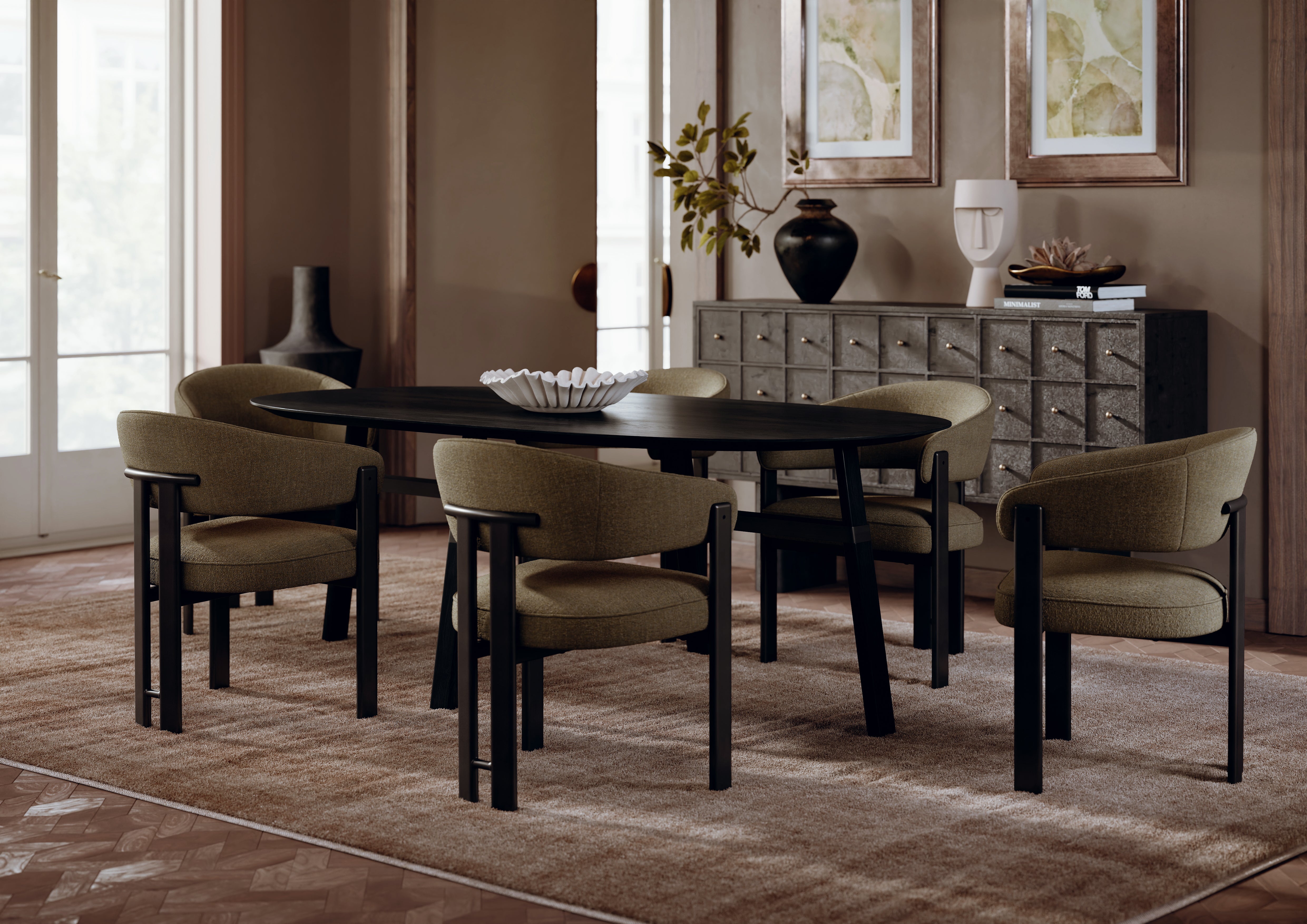 DUCA Eetkamerstoel - Japandi en Scandinavisch Design - met Armleuning