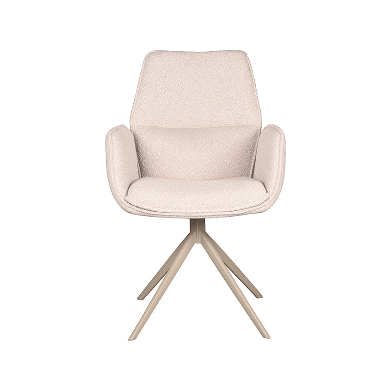 LABEL51 Eetkamerstoel Mellow - Naturel - Boucle - Taupe Onderstel