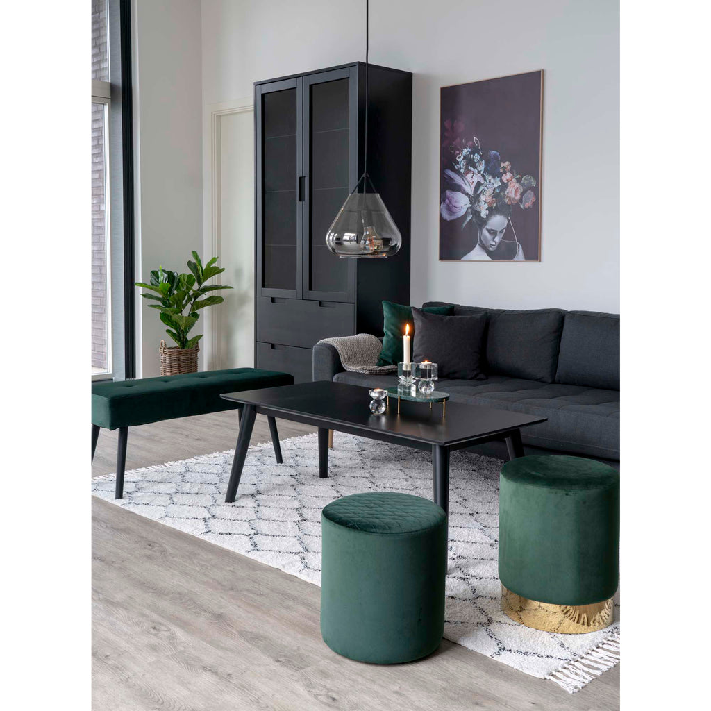 House Nordic Ejby Poef - Donkergroen Fluweel