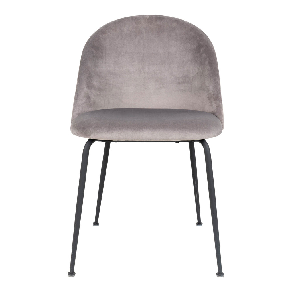 Geneve Dining Chair - Chair in grey velvet with black legs (set of 2)