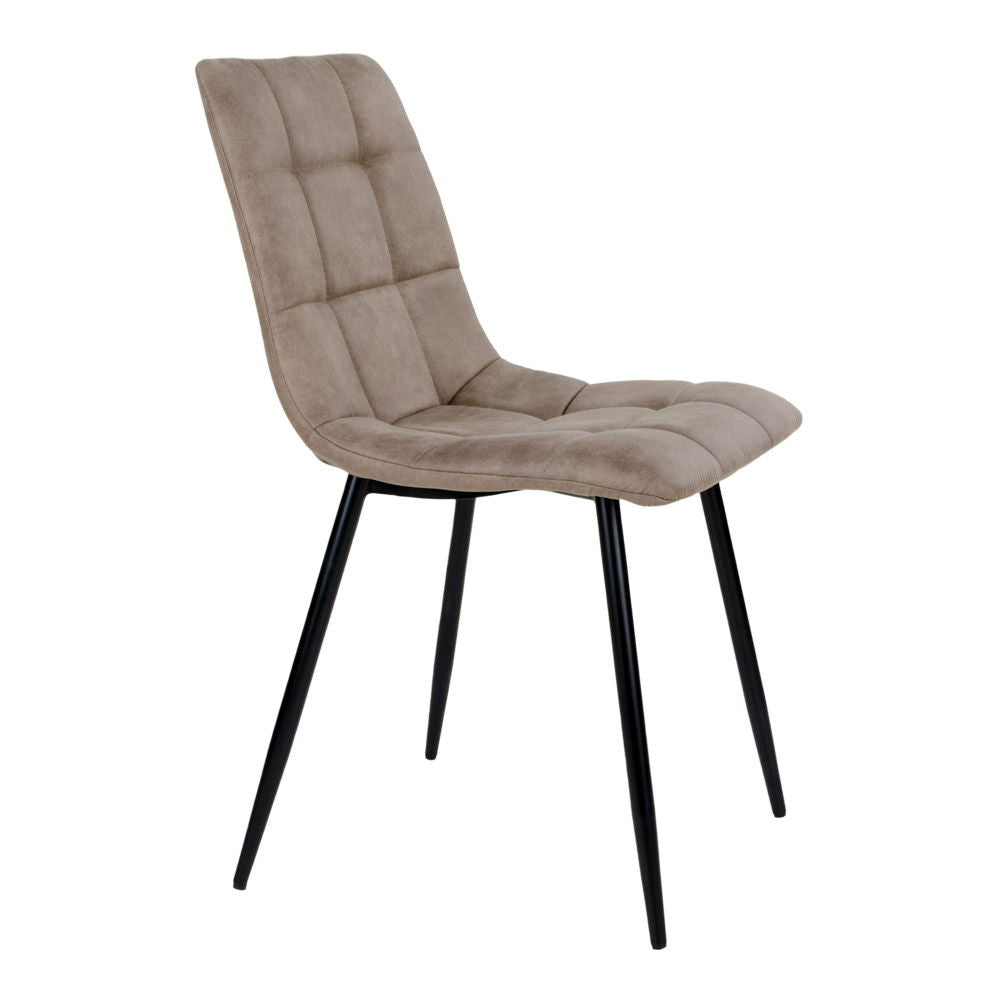 Middelfart Dining Chair - Chair in light brown microfiber with black legs (set of 2)