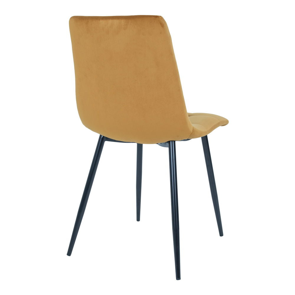 Middelfart Dining Chair - Chair in mustard yellow velvet with black legs (set of 2)