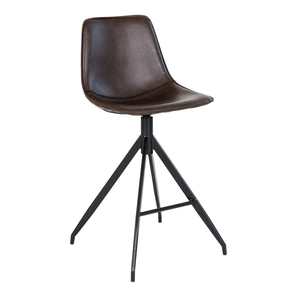 Monaco Counter Chair - Counter chair in PU, brown with black legs, HN1227 (set of 2)