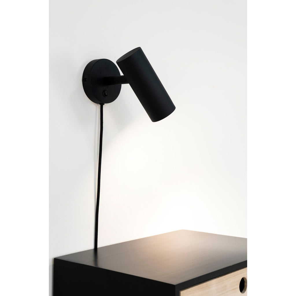 Paris Wall Lamp - Lamp in black with a 190 cm fabric cord Bulb: GU10/5W LED IP20