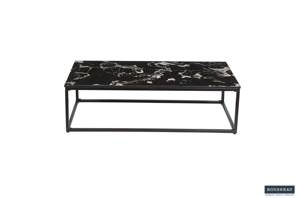 Rousseau Livorno Salontafel – Composiet Marmer & Metaal – Zwart – L120 x B60 x H35 cm