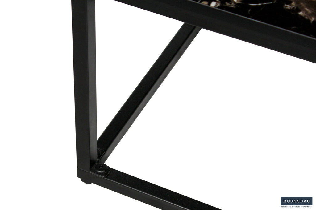 Rousseau Livorno Salontafel – Composiet Marmer & Metaal – Zwart – L120 x B60 x H35 cm