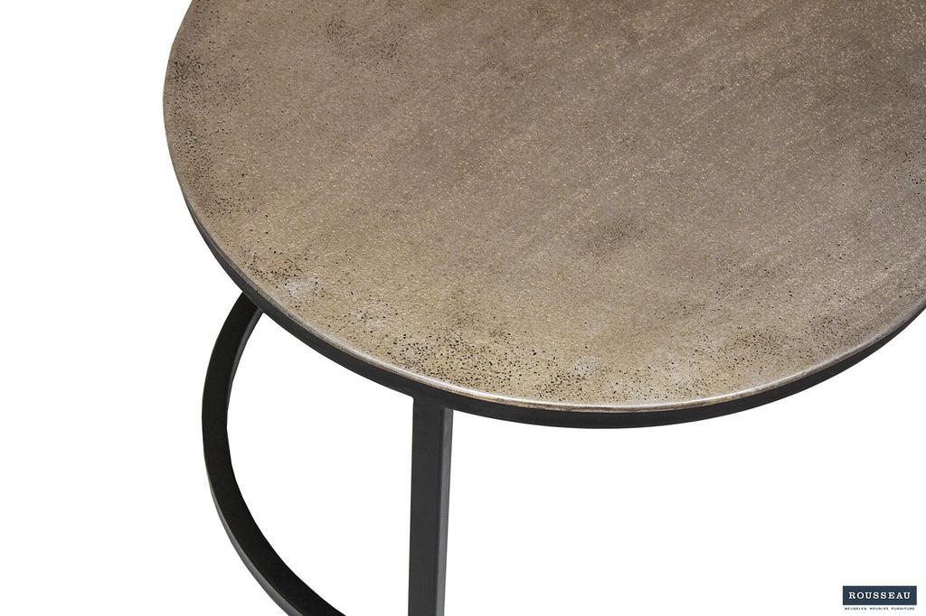 Rousseau Amira Salontafel – 2-delig Metaal – Verouderd Zilver – Ø70/55 x H40/35 cm