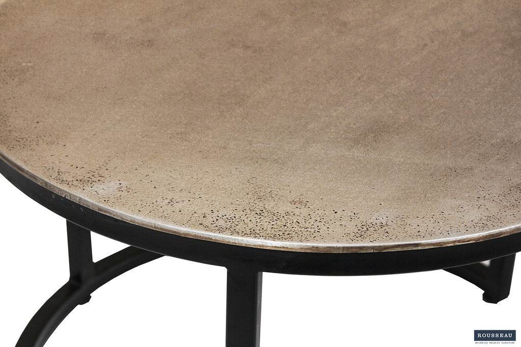 Rousseau Amira Salontafel – 2-delig Metaal – Verouderd Zilver – Ø70/55 x H40/35 cm
