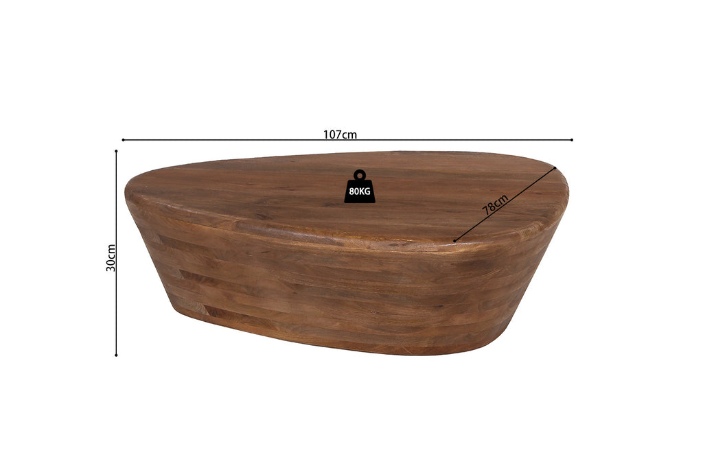 Rousseau Evan Salontafel – Mango Hout – Lichtbruin – L107 x B78 x H30 cm