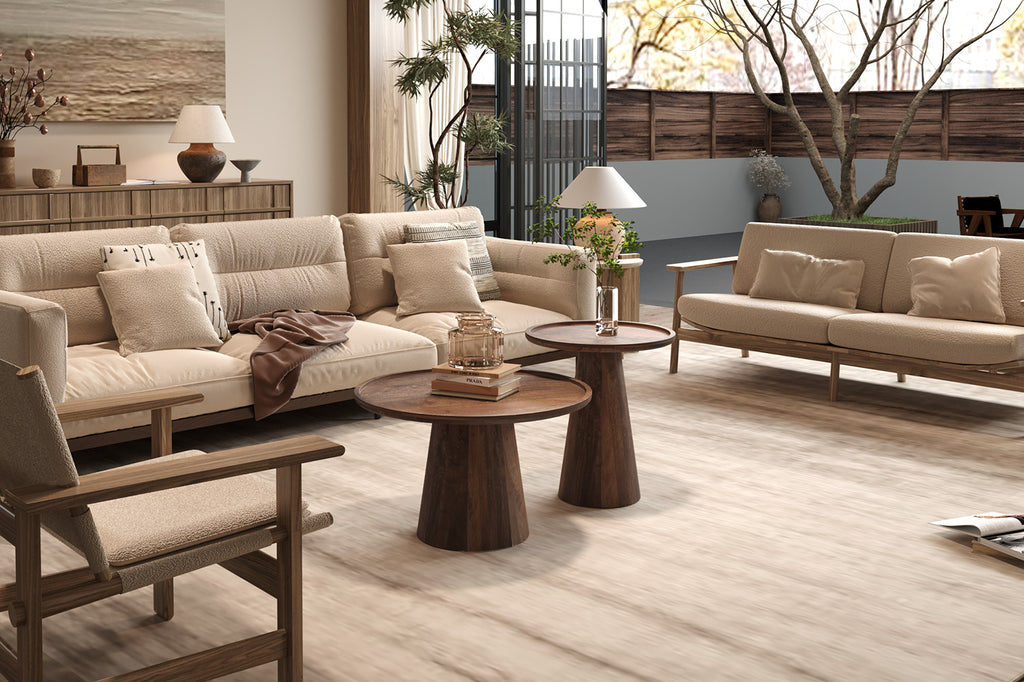 Rousseau Jules Salontafel – Mango Hout – Lichtbruin – Ø65 x H40 cm