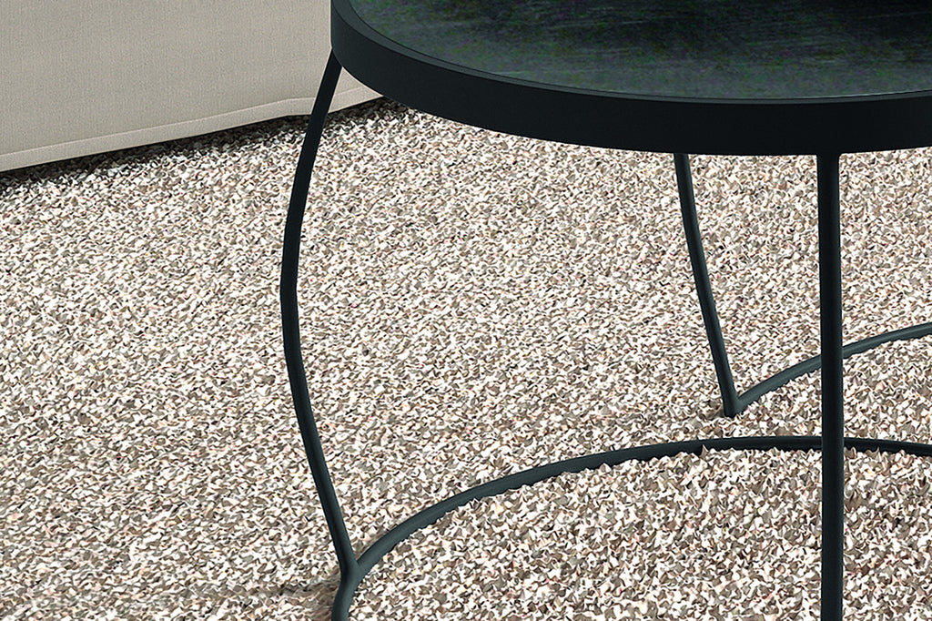 Rousseau Lars Salontafel – 2-delig Mango Hout & Metaal – Zwart – Ø65 x H43 cm