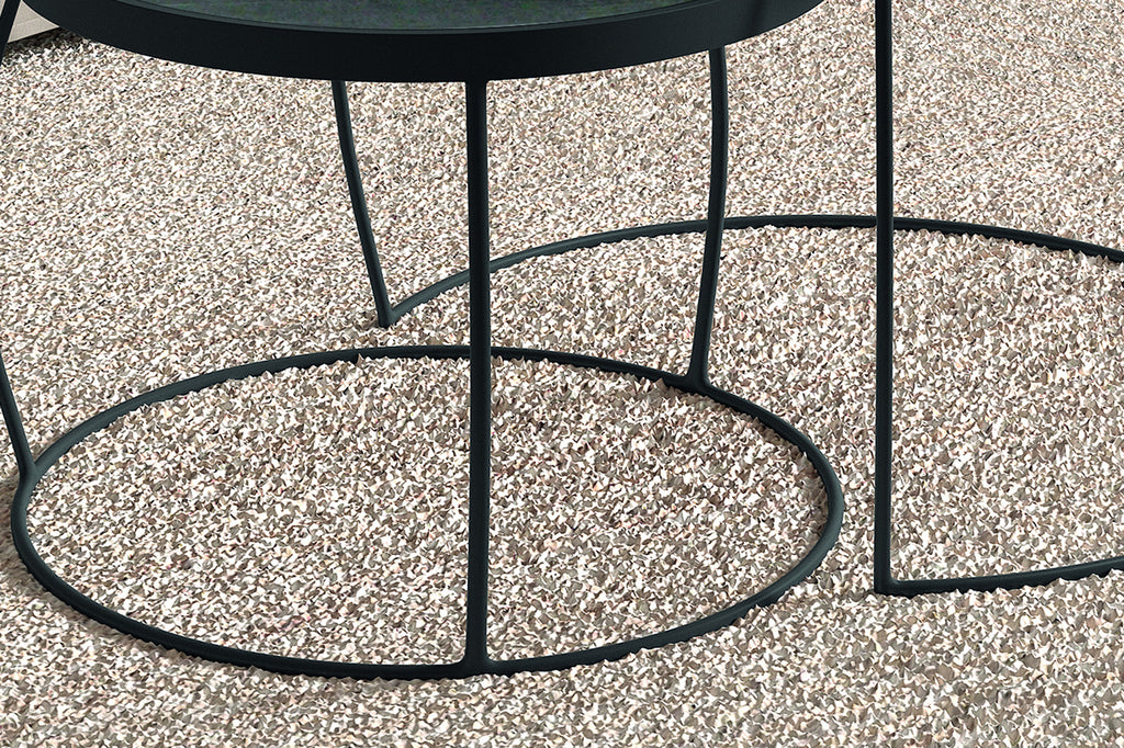 Rousseau Lars Salontafel – 2-delig Mango Hout & Metaal – Zwart – Ø65 x H43 cm