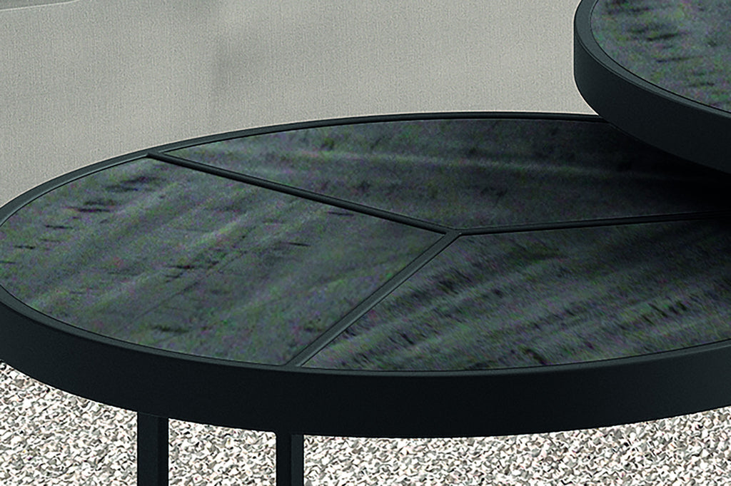 Rousseau Laveu Salontafel – 2-delig Mango Hout – Zwart – Ø70/50 x H40/35 cm