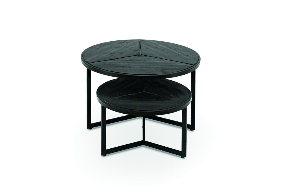 Rousseau Laveu Salontafel – 2-delig Mango Hout – Zwart – Ø70/50 x H40/35 cm