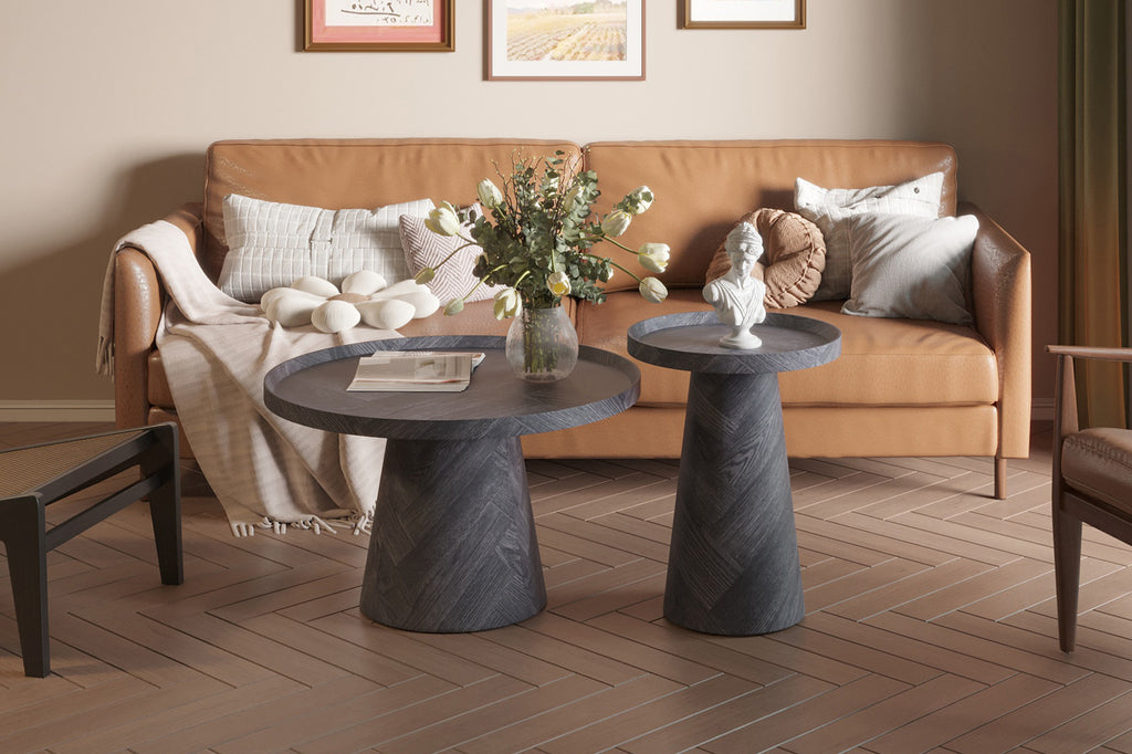 Rousseau Manus Salontafel – MDF – Donkergrijs – Ø80 x H40 cm