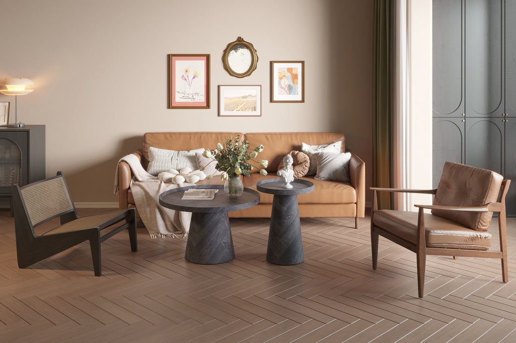 Rousseau Manus Salontafel – MDF – Donkergrijs – Ø80 x H40 cm