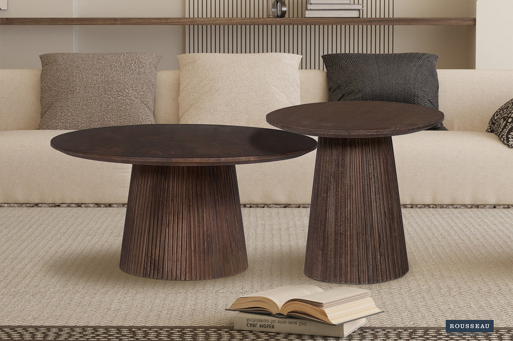 Rousseau Miguel Salontafel – Mango Hout – Donkerbruin – Ø50 cm