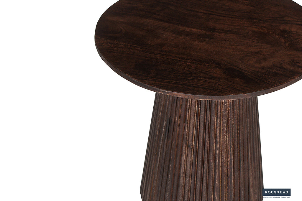 Rousseau Miguel Salontafel – Mango Hout – Donkerbruin – Ø50 cm