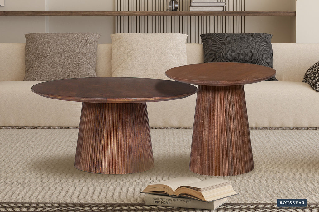 Rousseau Miguel Salontafel – Mango Hout – Lichtbruin – Ø80 x H38 cm