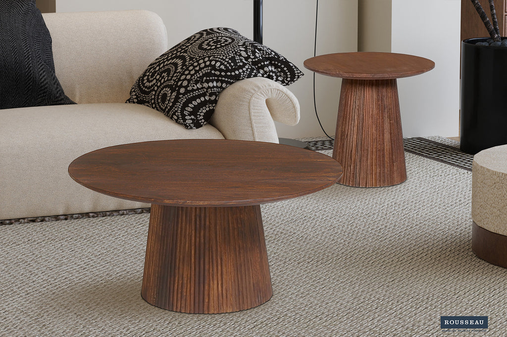Rousseau Miguel Salontafel – Mango Hout – Lichtbruin – Ø80 x H38 cm