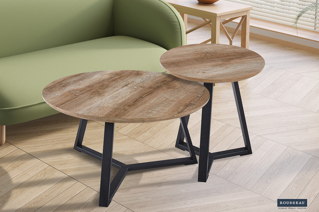 Rousseau Paso 1 Salontafel – MDF – Decor Oude Eik – Ø80 x H41 cm