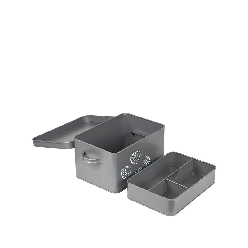 LABEL51 Schoenpoets Opbergkist - Grijs - Metaal