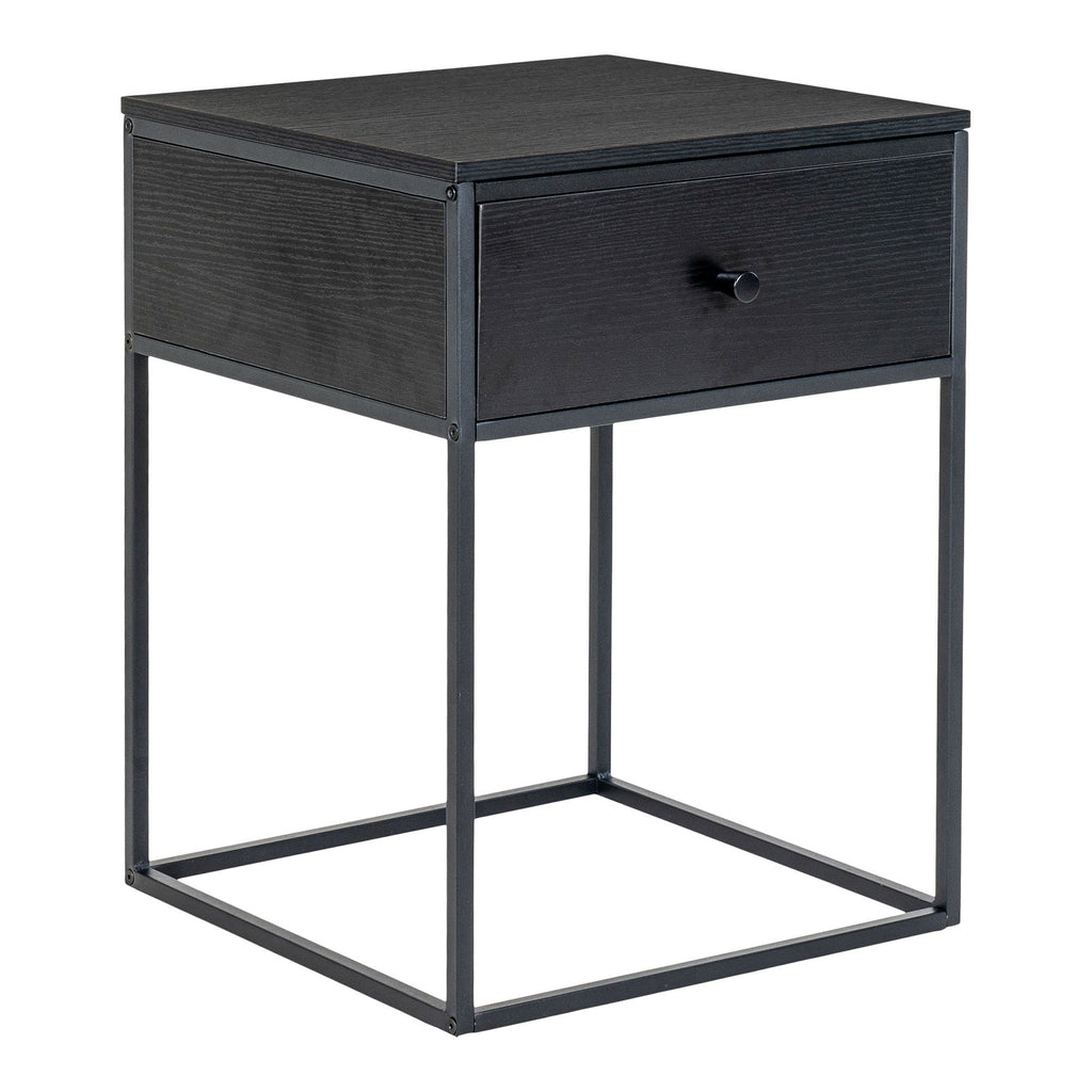 Vita Bedside table with 1 drawer - Bedside table with 1 drawer, black with black drawer