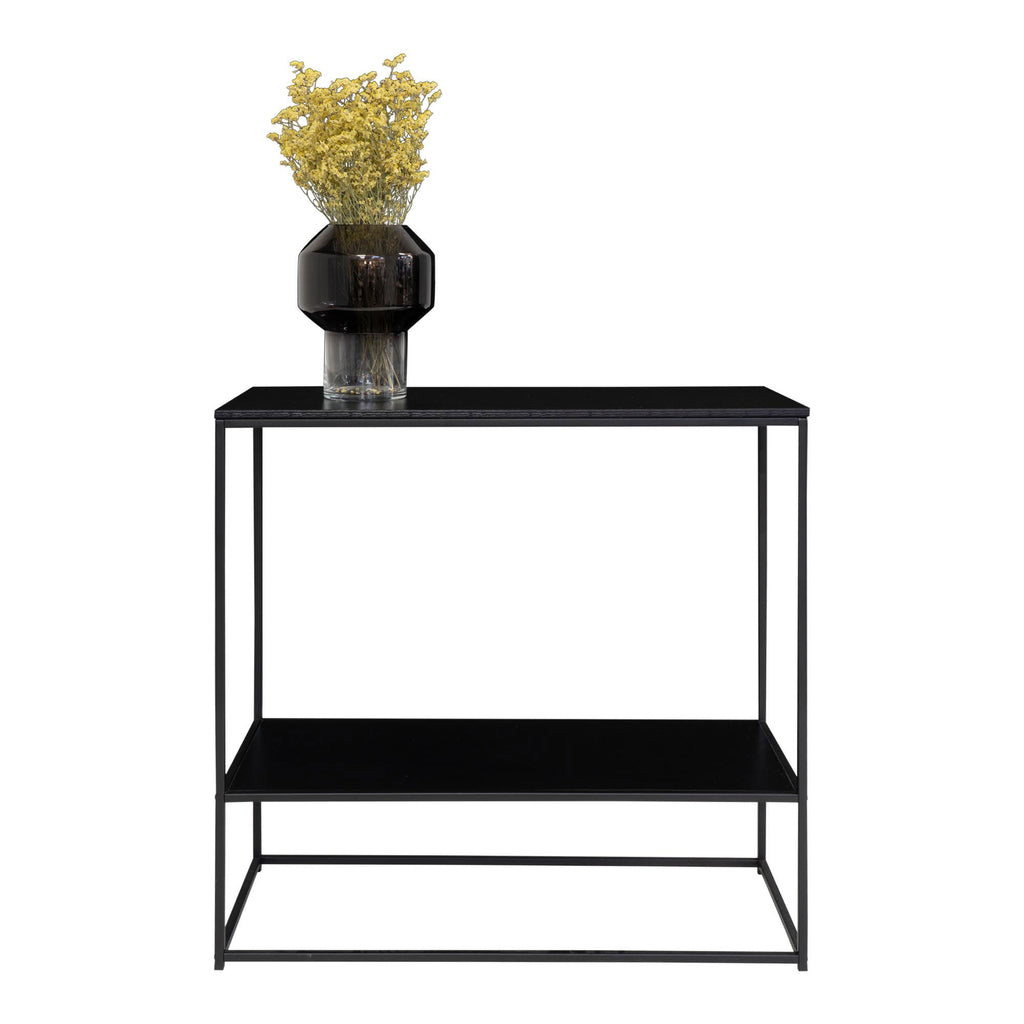 Vita Console Table - Console table with black frame and two black shelves 80x36x80 cm