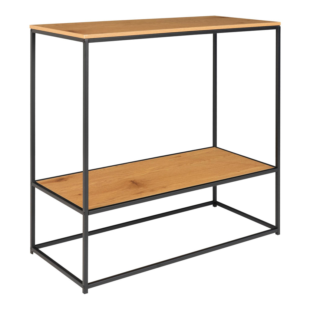 Vita Console Table - Console table with black frame and two oaklook shelves 80x36x80 cm
