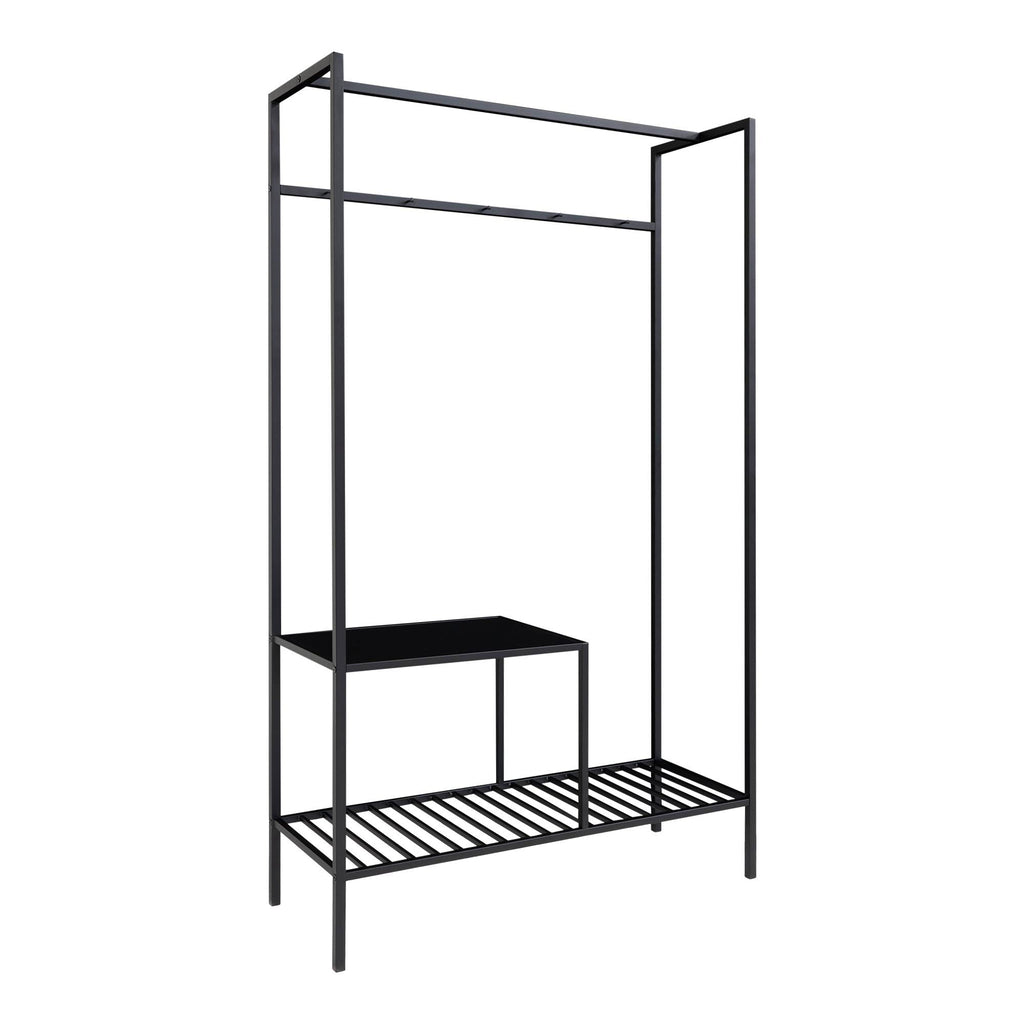 Vita Wardrobe - Wardrobe in black frame with two black shelves