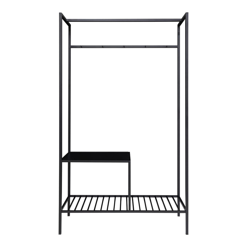 Vita Wardrobe - Wardrobe in black frame with two black shelves
