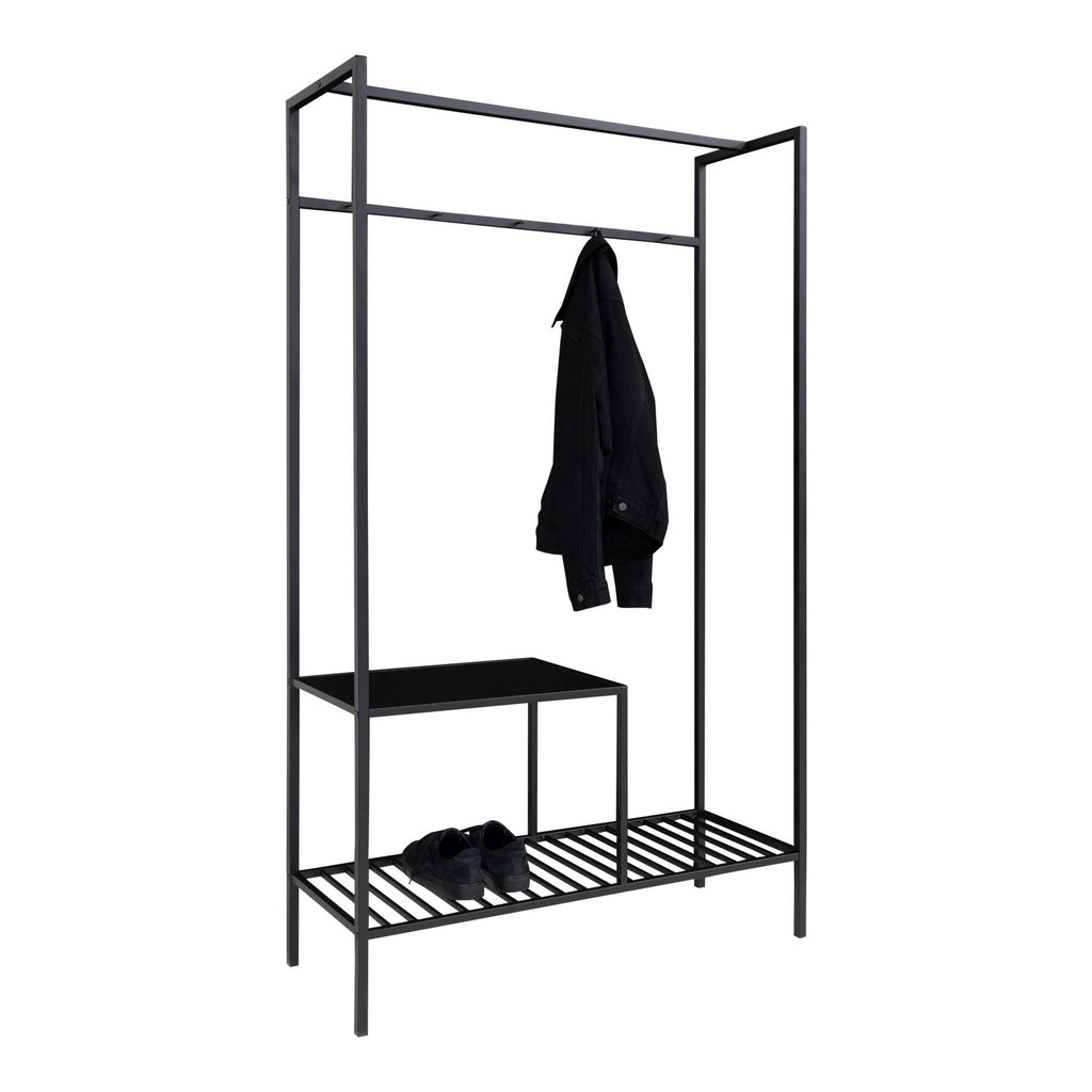 Vita Wardrobe - Wardrobe in black frame with two black shelves