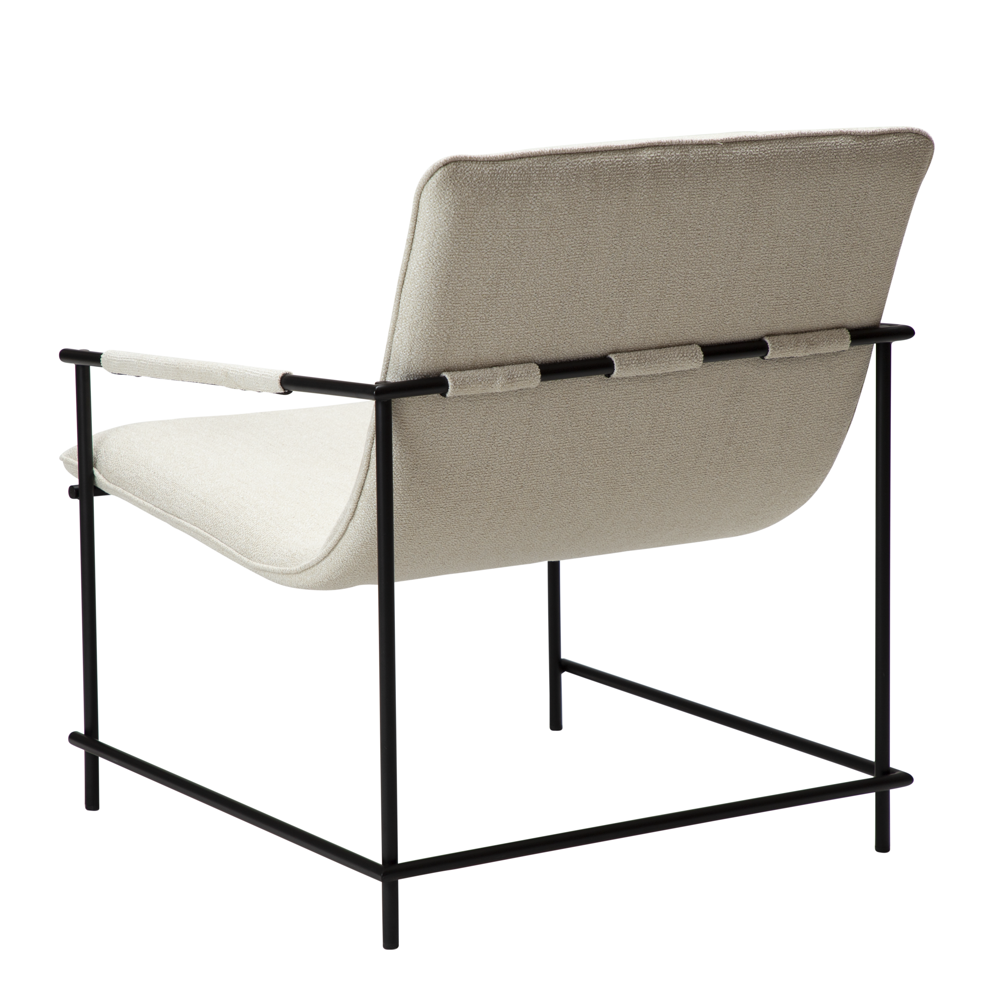 Delia Lounge Chair Simply Beige Boucle Fabric With Black Metal Legs 700700707 05 Back Angle
