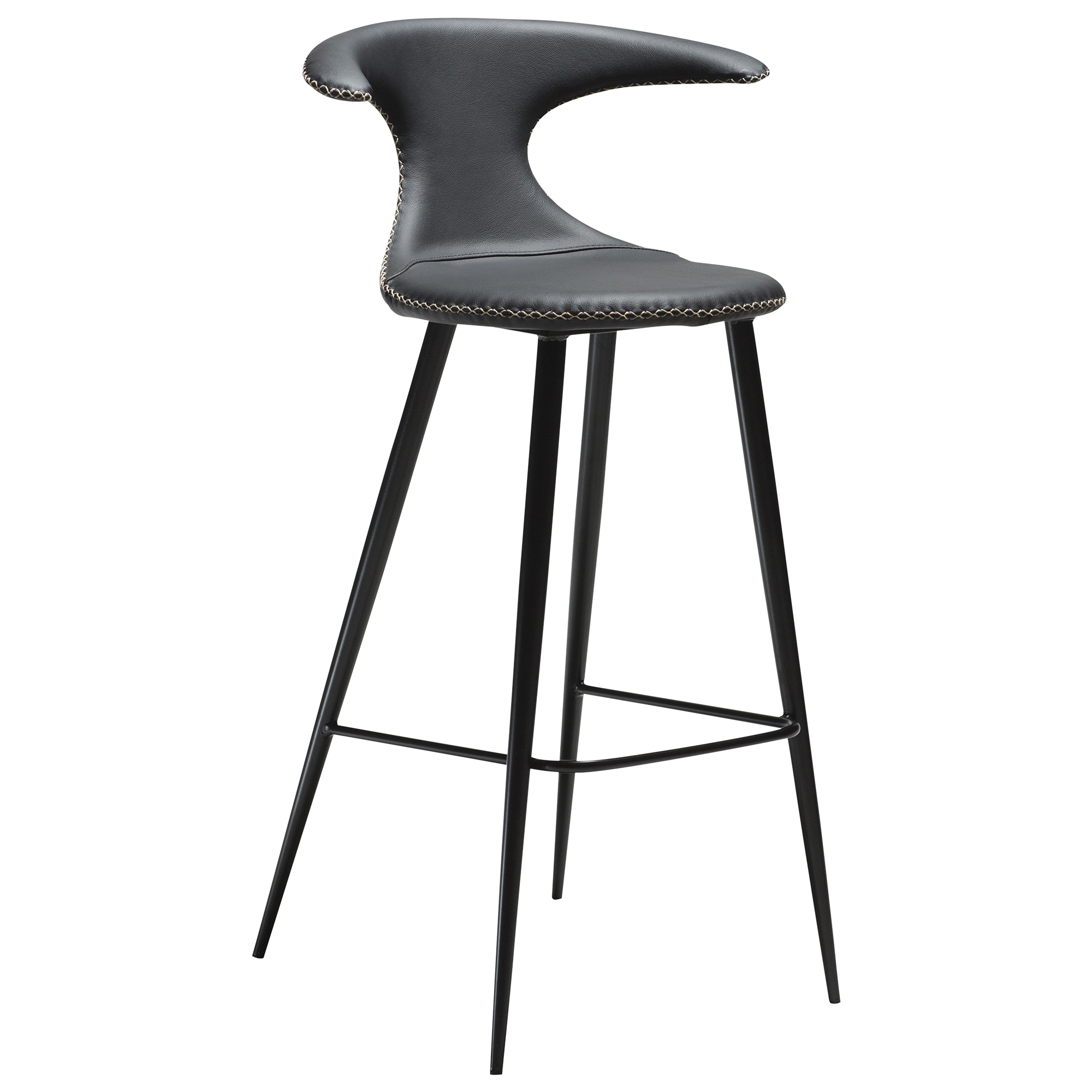 Flair Bar Stool Black Leather With Black Conical Metal Legs 200801585 01 Main