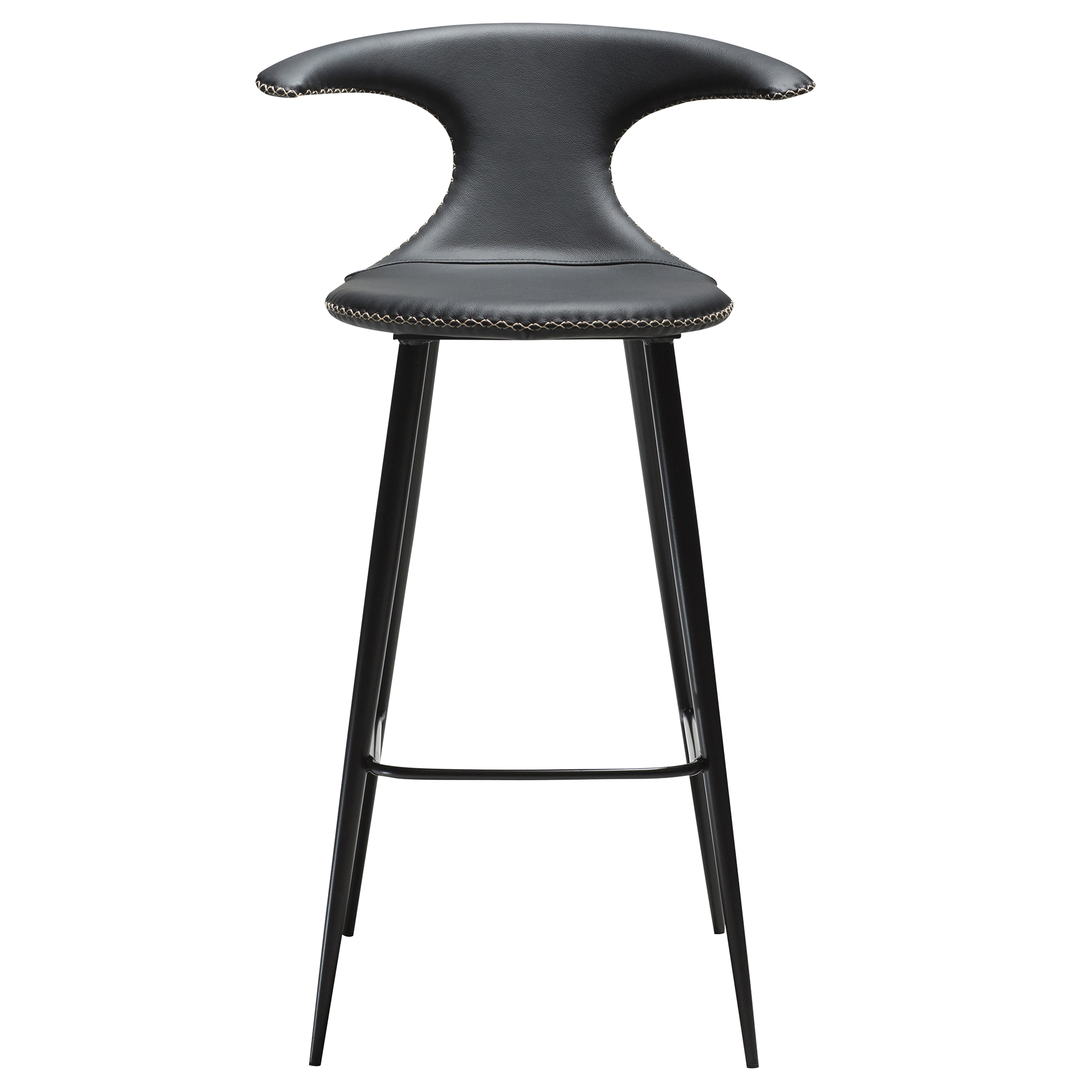 Flair Bar Stool Black Leather With Black Conical Metal Legs 200801585 02 Front