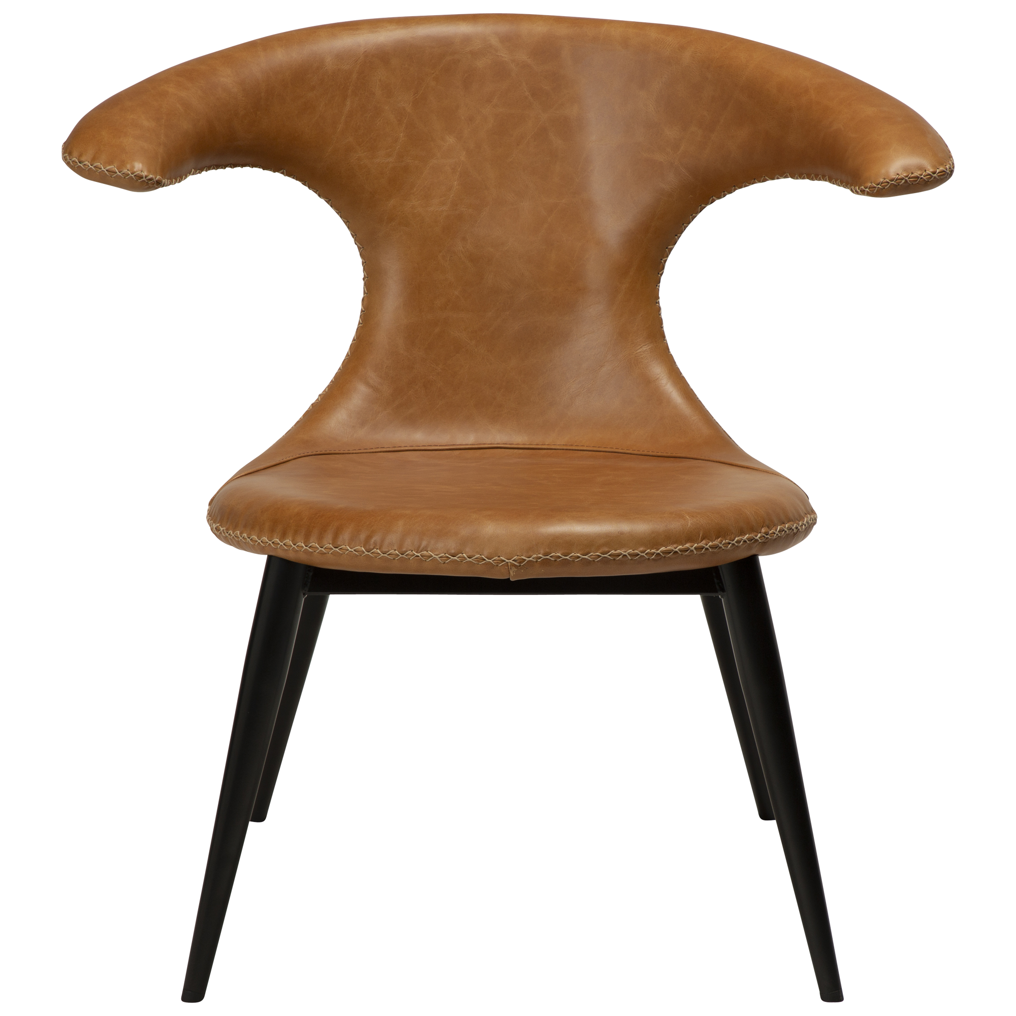 Flair Lounge Chair Light Brown Leather With Black Conical Metal Legs 700222360 02 Front
