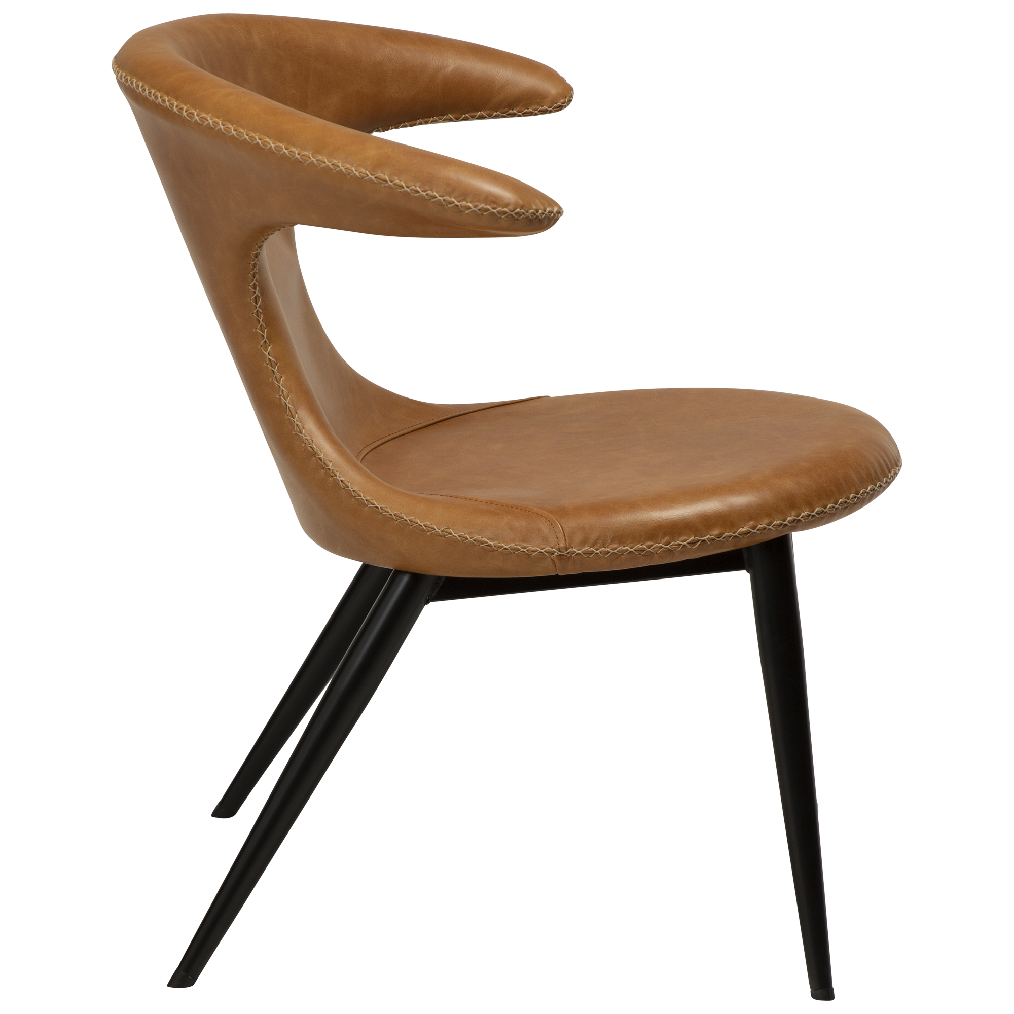Flair Lounge Chair Light Brown Leather With Black Conical Metal Legs 700222360 03 Profile