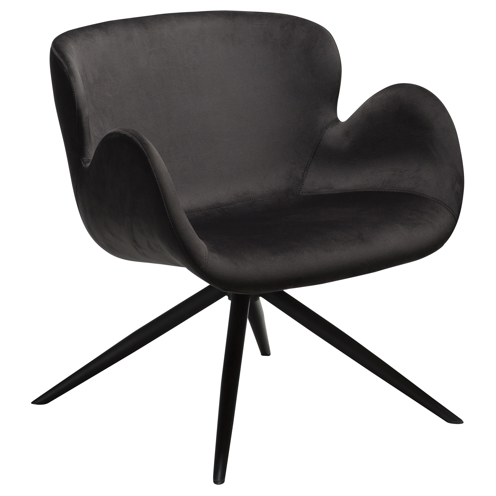 Gaia Lounge Chair Meteorite Black Velvet With Black Metal Legs 700200120 01 Main