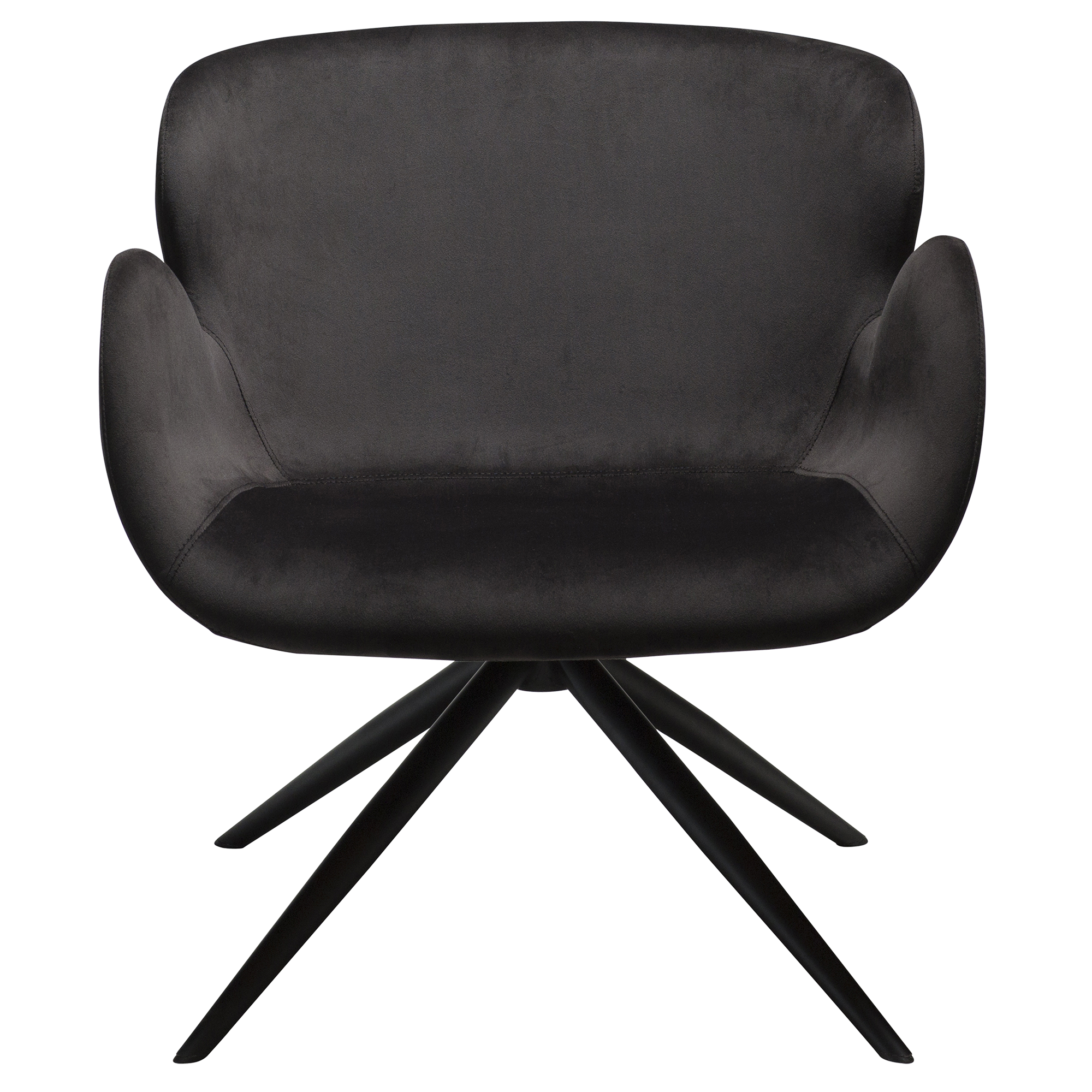 Gaia Lounge Chair Meteorite Black Velvet With Black Metal Legs 700200120 02 Front