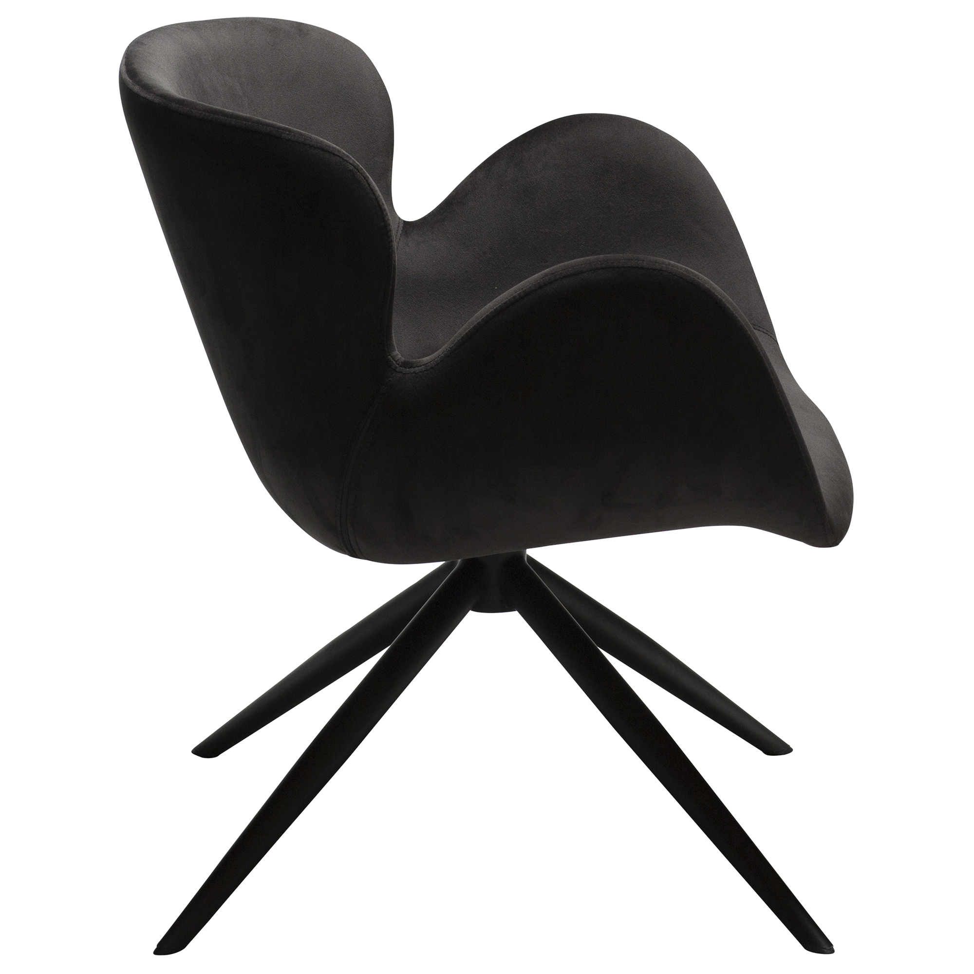 Gaia Lounge Chair Meteorite Black Velvet With Black Metal Legs 700200120 03 Profile