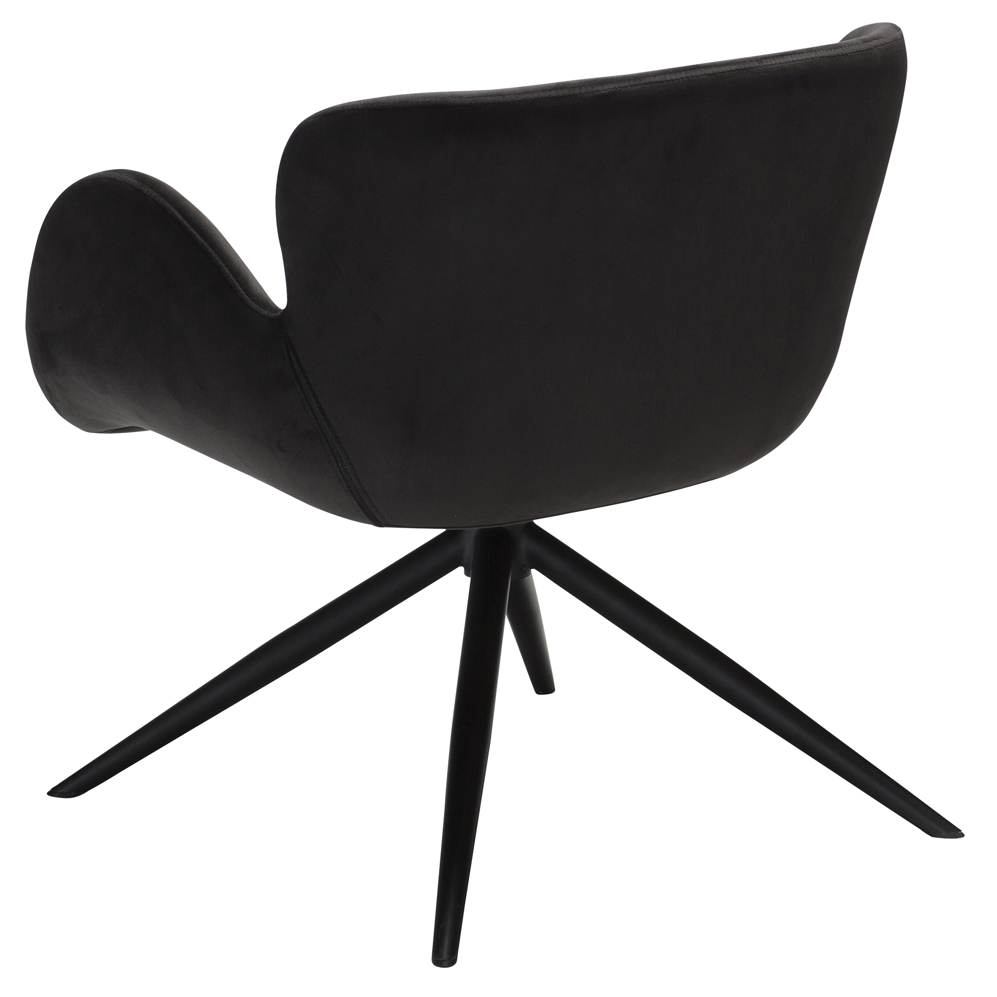 Gaia Lounge Chair Meteorite Black Velvet With Black Metal Legs 700200120 05 Back Angle