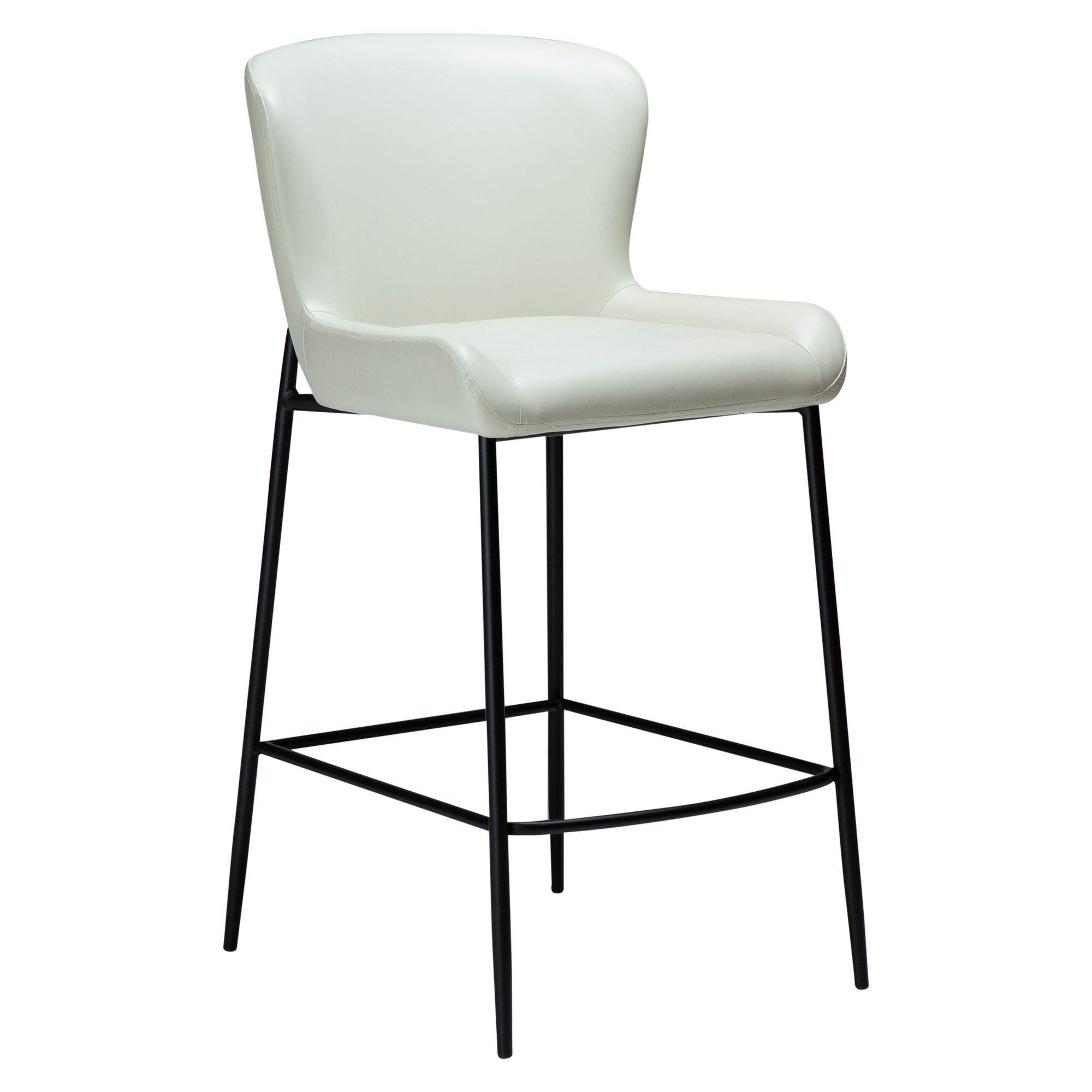 GLAMOROUS COUNTER STOOL Bone White Art. Leather W. Black Metal Legs 300206120 01 Main