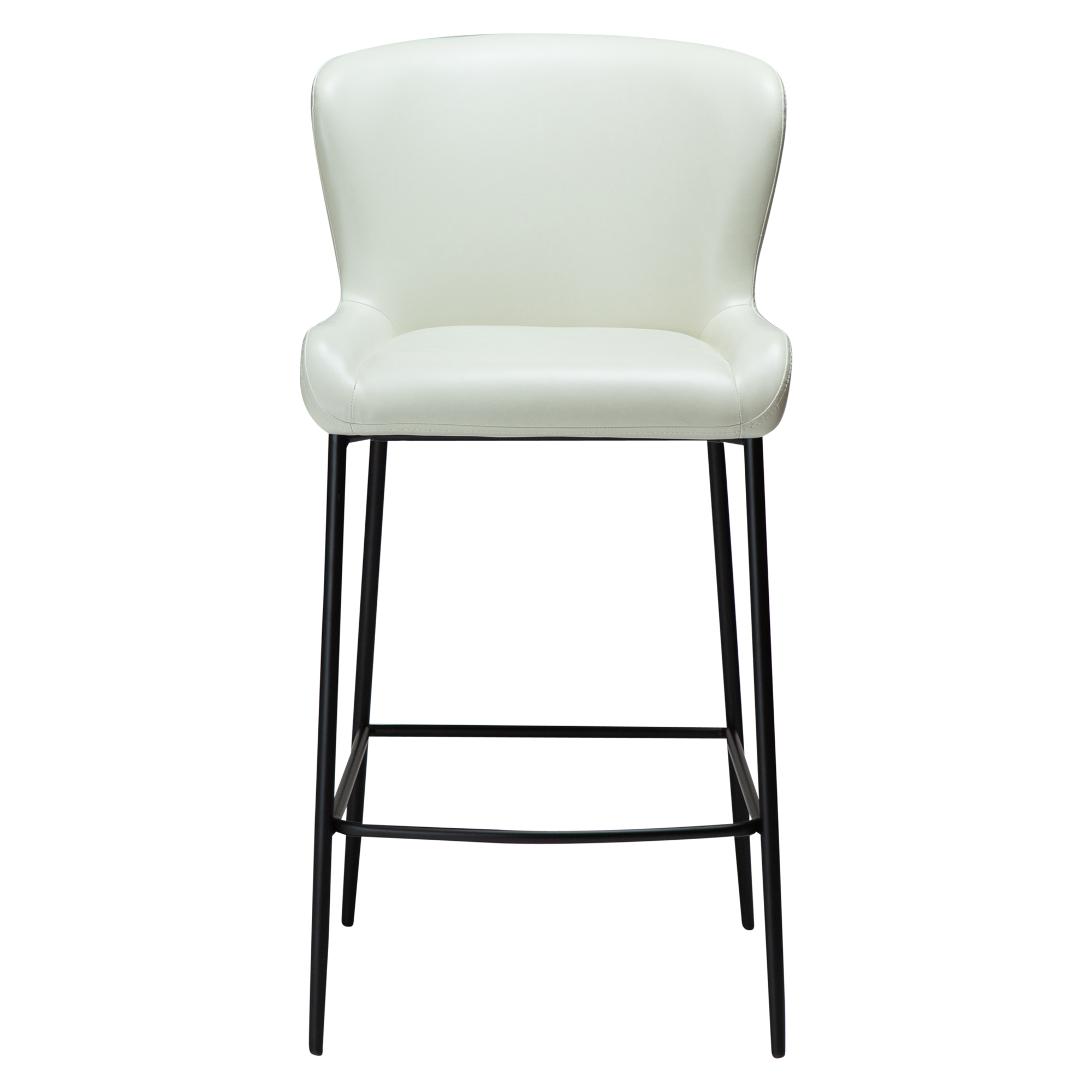 GLAMOROUS COUNTER STOOL Bone White Art. Leather W. Black Metal Legs 300206120 02 Front