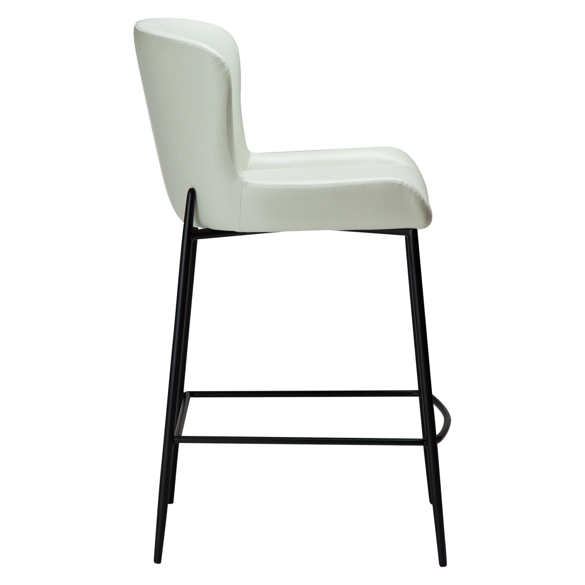 GLAMOROUS COUNTER STOOL Bone White Art. Leather W. Black Metal Legs 300206120 03 Profile