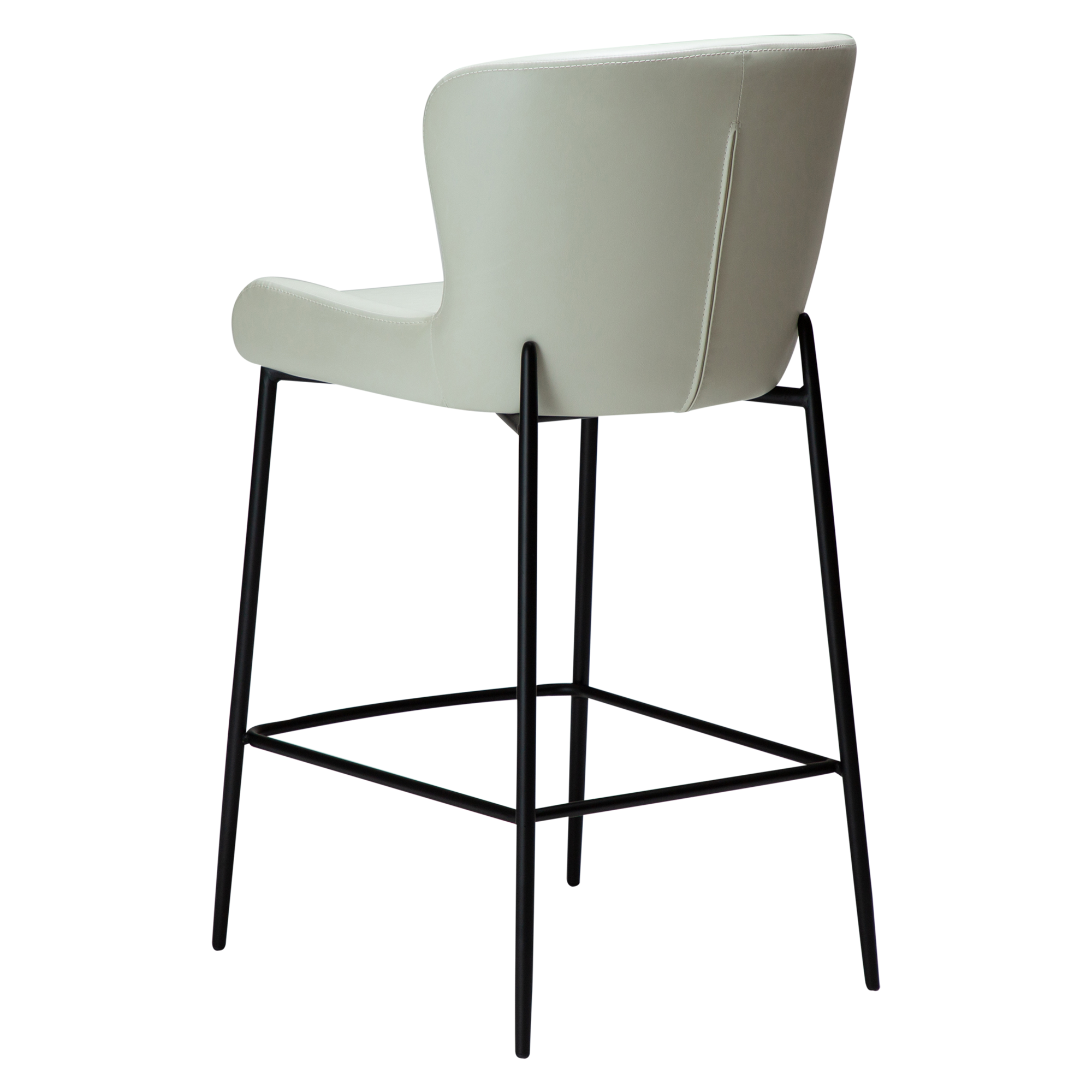 GLAMOROUS COUNTER STOOL Bone White Art. Leather W. Black Metal Legs 300206120 05 Back Angle