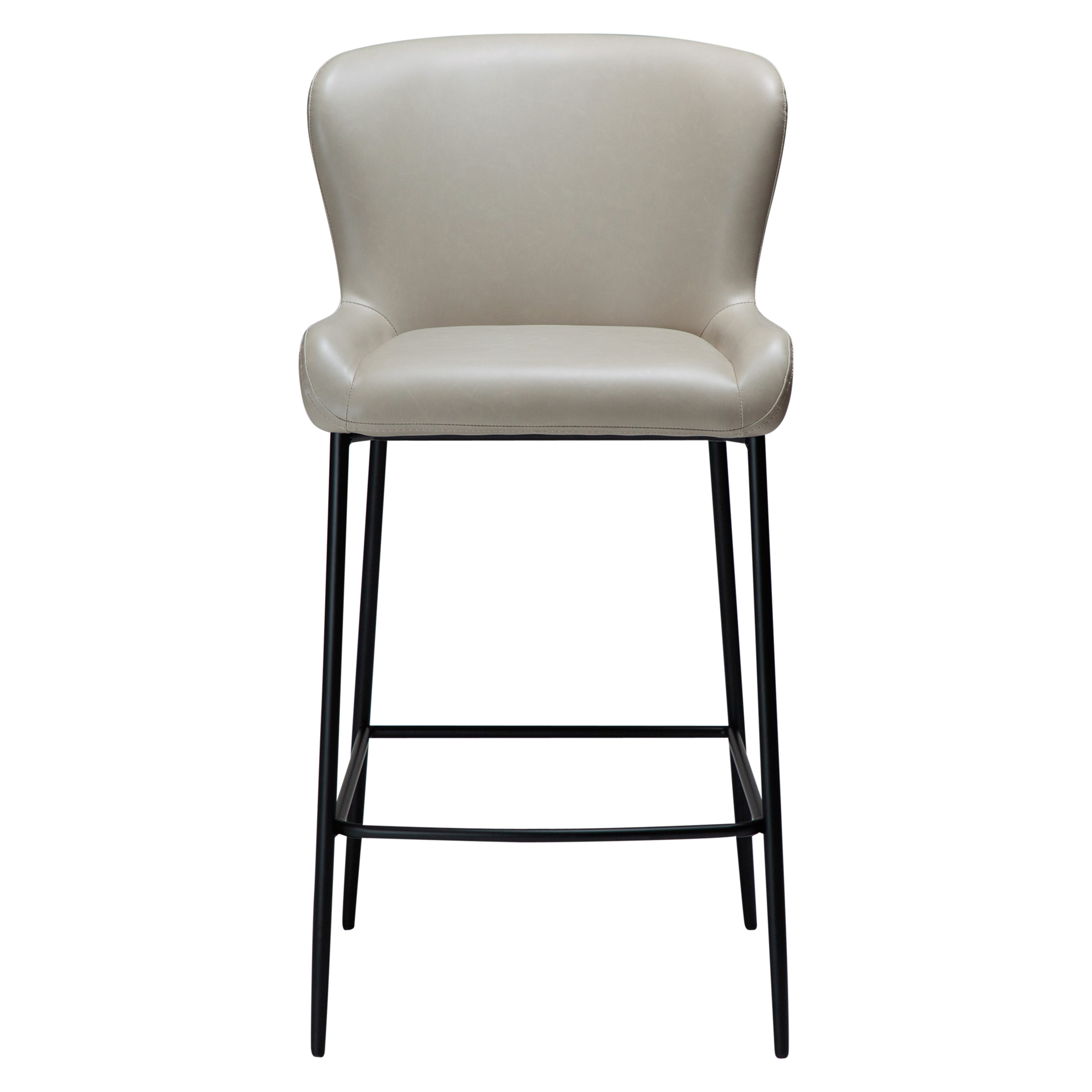 GLAMOROUS COUNTER STOOL Cashmere Art. Leather W. Black Metal Legs 300206121 02 Front