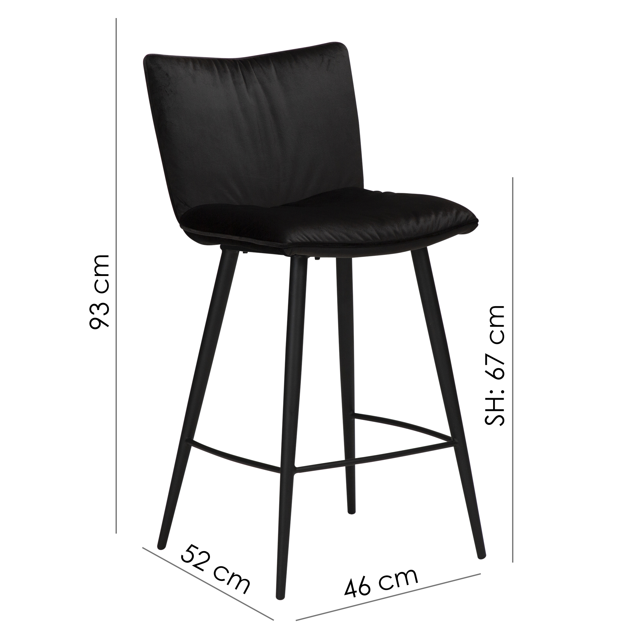 Join Counter Stool Sage Green Fabric With Black Conical Metal Legs 300675150 15 Measurements