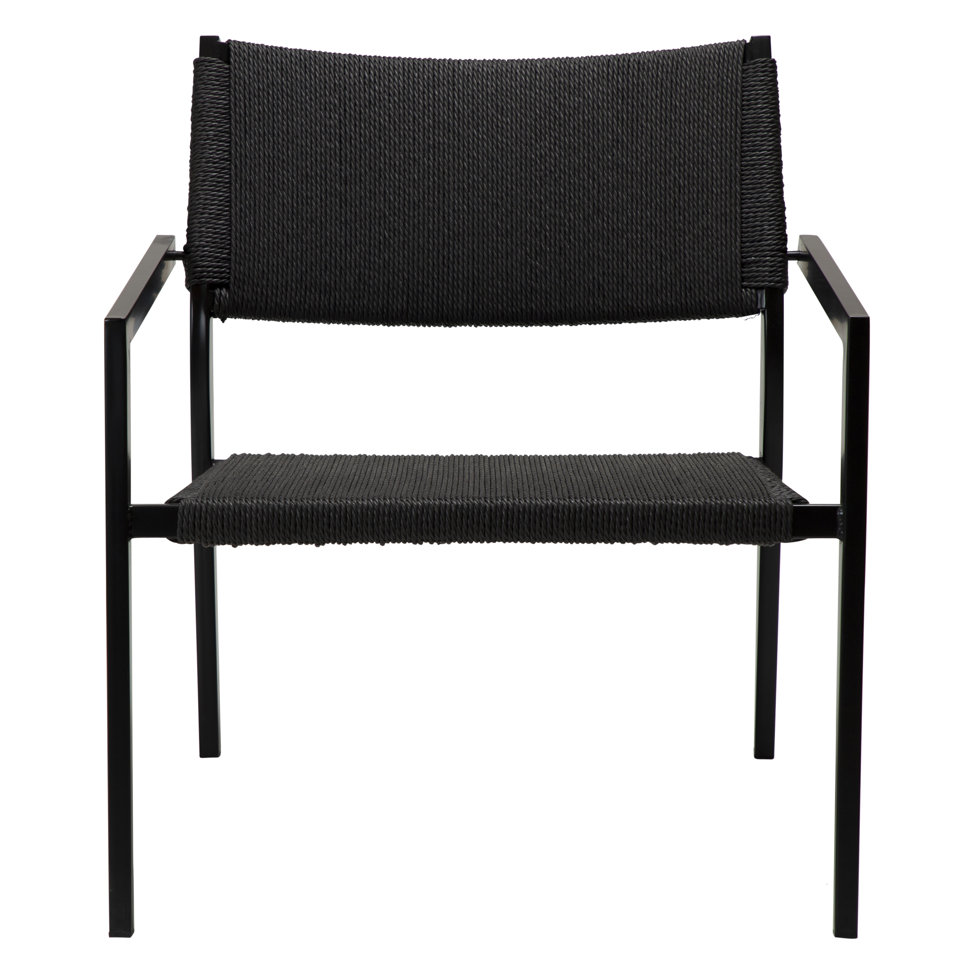 Loop Lounge Chair Black Paper Cord With Black Metal Legs 700500700 02 Front