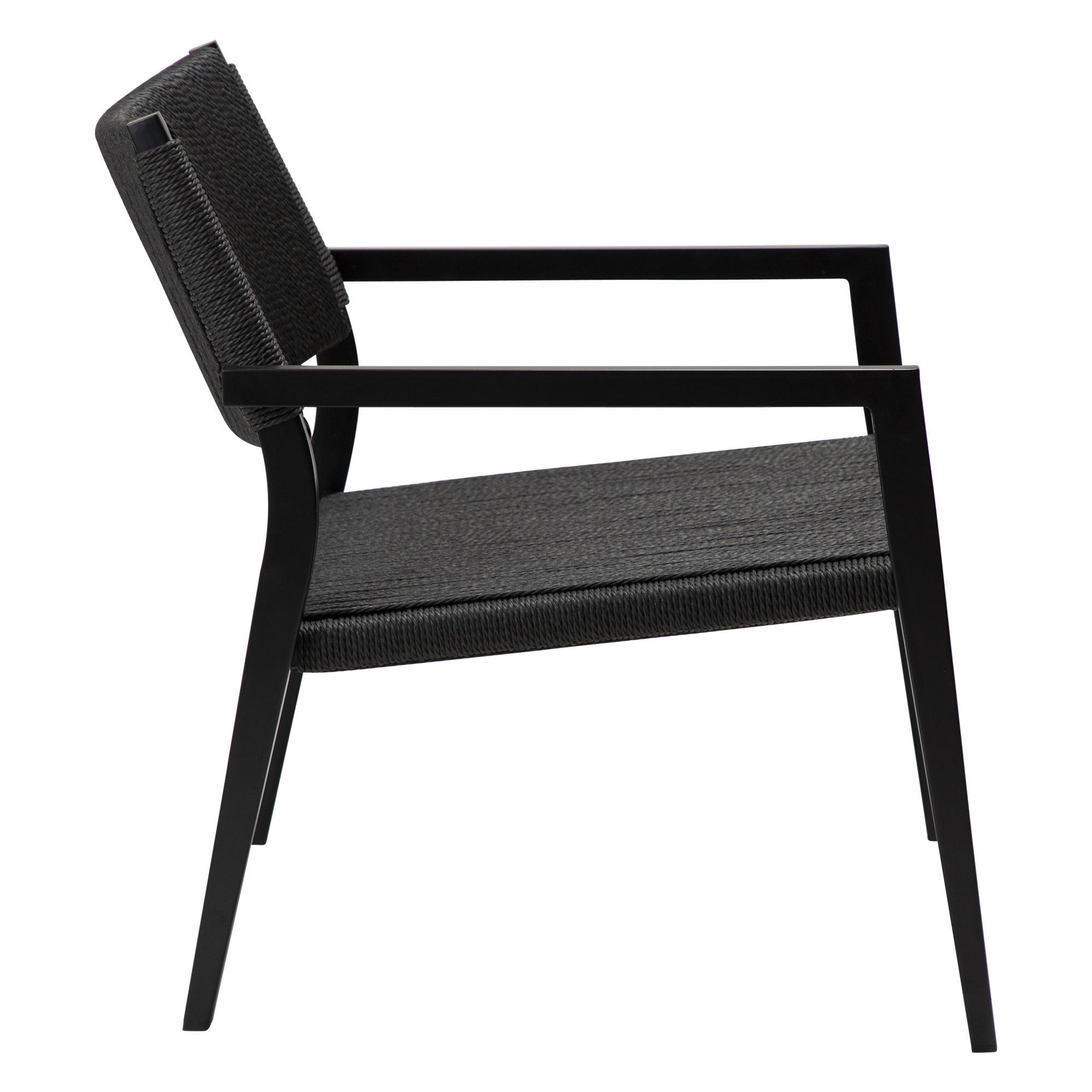 Loop Lounge Chair Black Paper Cord With Black Metal Legs 700500700 03 Profile