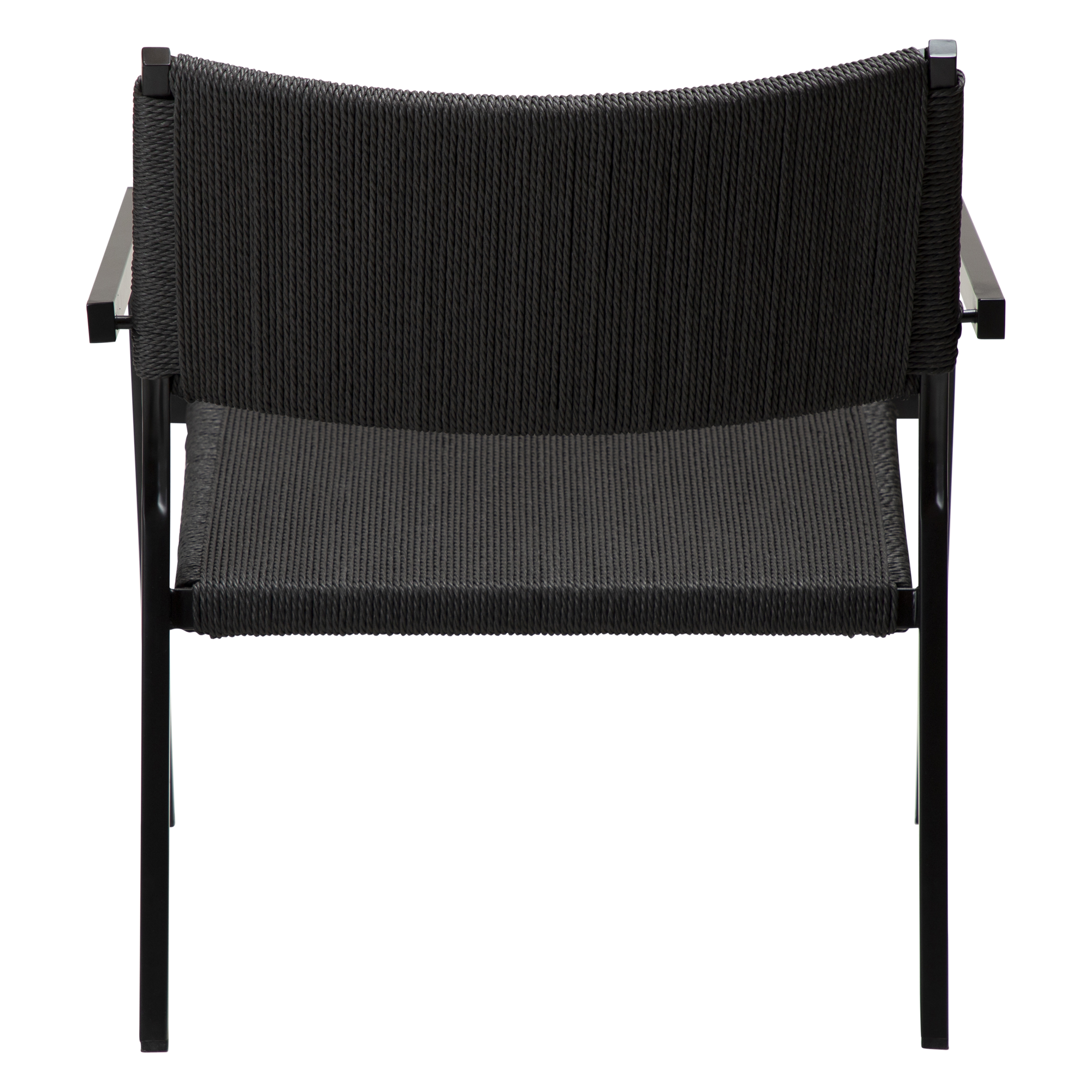 Loop Lounge Chair Black Paper Cord With Black Metal Legs 700500700 04 Back